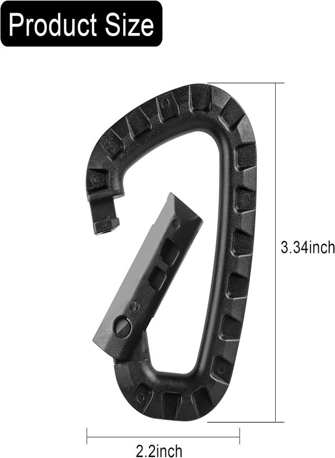 Manesi Tactical Carabiner Keychain - 16 Pack Hard Polymer Carabiners D Rings Light Weight Spring Snap Gear Clip Utility Hooks Backpack Hanging Buckle for Outdoor Travelling Camping Hiking Fishing Black - Image 3