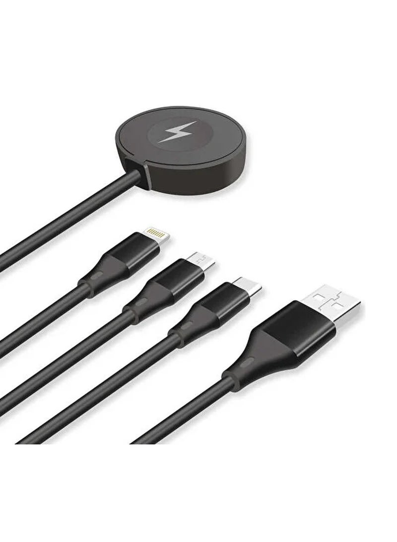 Go-Des 4 In 1 Wireless Smart Watch Charger And Multiple USB Fast Charging Cable For Multi-Purpose - Image 2