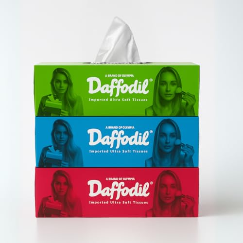 DAFFODIL 2Ply Facial Tissue Carton –Pack of 3 Boxes (100 Pulls/Box,200 Sheets) Soft and Durable Tissue Papers, Convenient for Home, Car or office Use. - Image 1