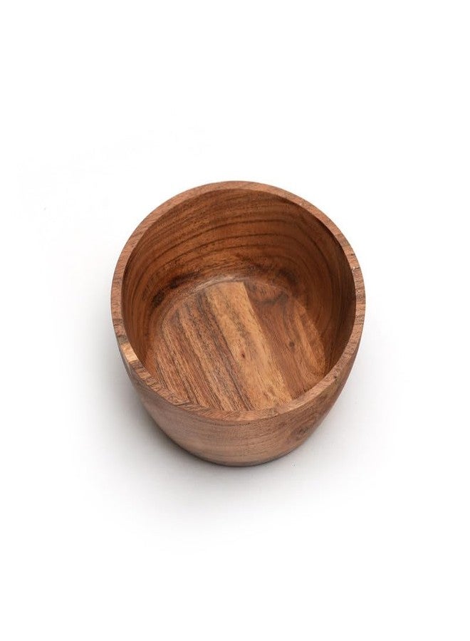 WEBHUSHI Acacia Wood Bowl Set of 2, 6-Inch Medium Serving Bowls, 400 Cubic cm Volume, 0.40 Liter Capacity, Brown - Image 4