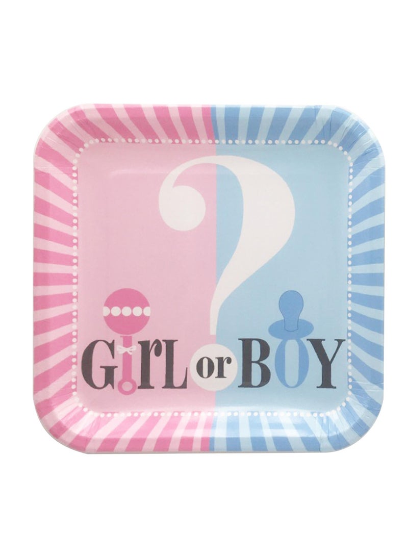 Bluejw Suitable For 16 Guests Party Supply Tableware Set Gender Disclosure Party Supplies Paper Tray Paper Cup Knife And Fork Set - Image 2