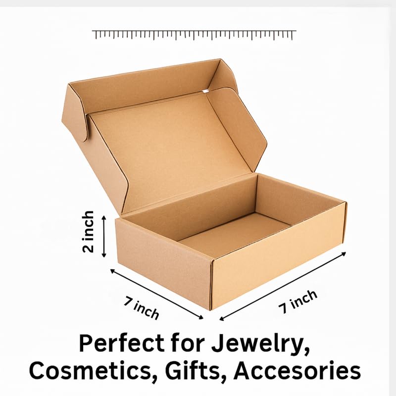 Packgenie 3 Ply Brown Flap Corrugated Packaging Box 7X7X2 Paper Cardboard for Secure Shipping | Durable & Eco-Friendly Packaging (Pack of 25) - Image 2