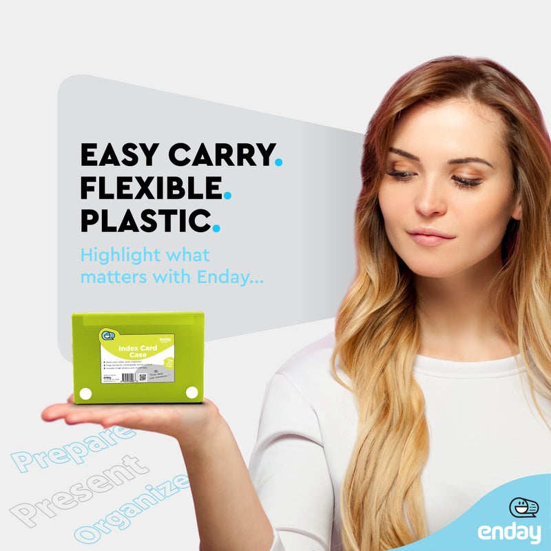 Enday Index Card Holder Green, 3x5 Note Flash Card Organizer Case, File Box with 5 Dividers, Notecard Box Holds 100 Cards, Also Available in Red, Purple, Blue, Pink, Grey, 1 Pack â€“ By Enday - Image 2