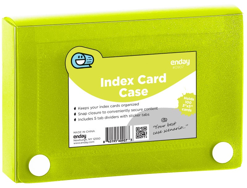 Enday Index Card Holder Green, 3x5 Note Flash Card Organizer Case, File Box with 5 Dividers, Notecard Box Holds 100 Cards, Also Available in Red, Purple, Blue, Pink, Grey, 1 Pack â€“ By Enday - Image 1