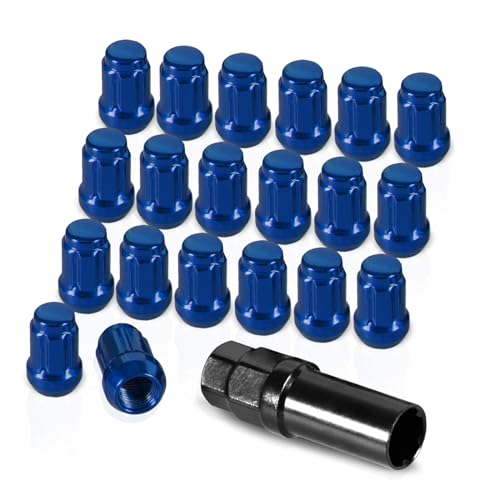GSTP 20 Pack 1.38 inches Wheel Lug Nuts M12x1.5 Spline Close End Lug Nuts with Socket Key Compatible with Chevy Impala Malibu Honda Accord Civic CRV Acura TSX Blue - Image 1