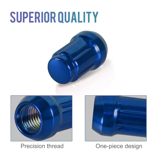 GSTP 20 Pack 1.38 inches Wheel Lug Nuts M12x1.5 Spline Close End Lug Nuts with Socket Key Compatible with Chevy Impala Malibu Honda Accord Civic CRV Acura TSX Blue - Image 4
