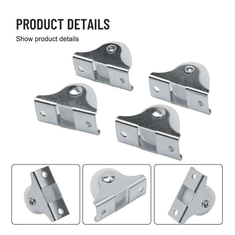 4Pcs Metal Drawer Guide Wheels Replacement Fixed Casters Plastic Fixtures - Image 3