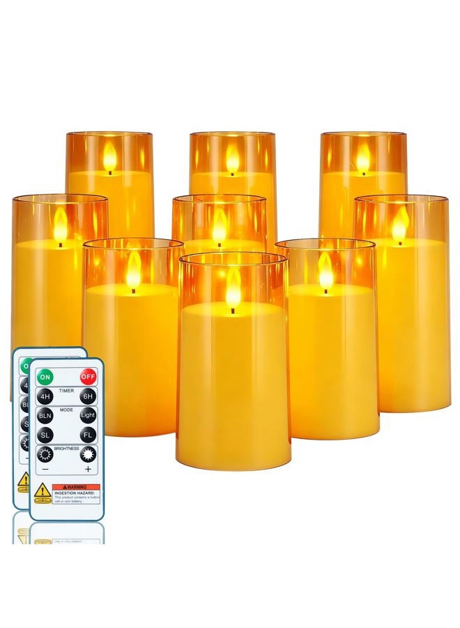 Homemory 3-Inch Glamour Gold Acrylic Pillar Candle- Set of 9, Luxury Wedding & Event Decor - Image 1