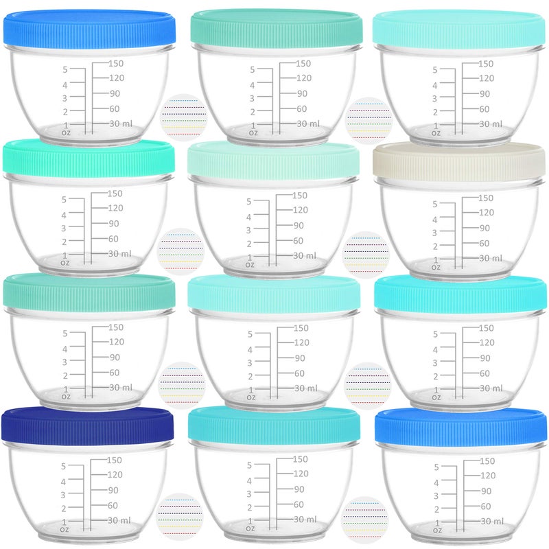 Youngever 18 Sets Baby Food Storage, 6 Ounce Baby Food Containers with Lids and Labels, 9 Coastal Colors - Image 1