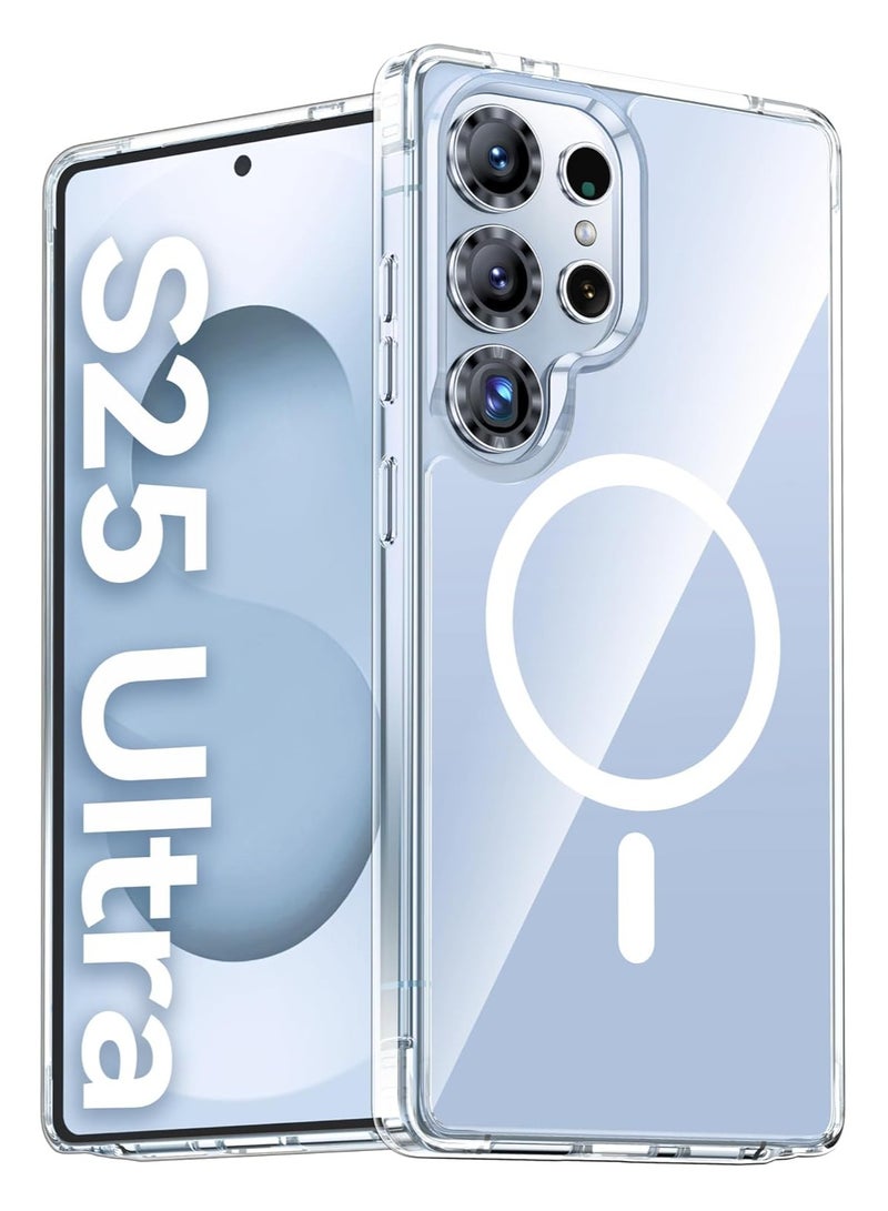 جراب شفاف لهاتف Samsung Galaxy S25 Ultra متوافق مع MagSafe، جراب شفاف للغاية رفيع للغاية من مادة TPU+PC الشفافة مع حلقة مغناطيسية مدمجة ومضاد للصدمات شديد التحمل (شفاف) - Image 1