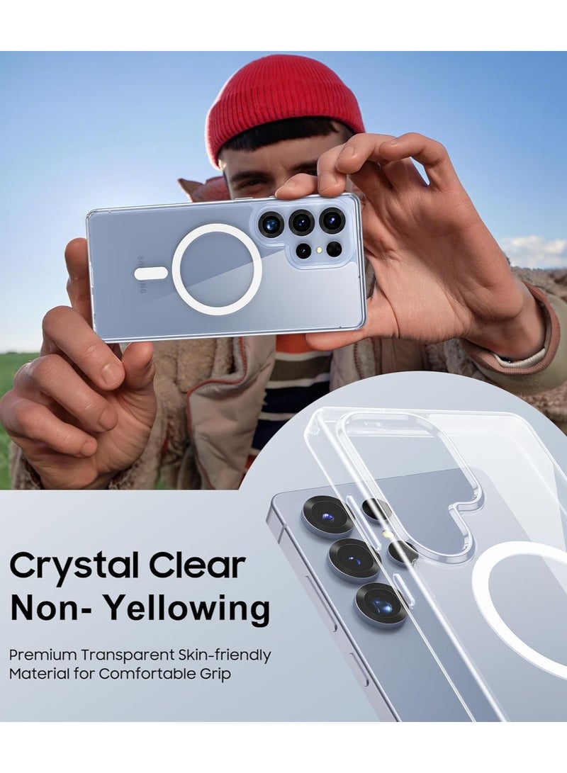 جراب شفاف لهاتف Samsung Galaxy S25 Ultra متوافق مع MagSafe، جراب شفاف للغاية رفيع للغاية من مادة TPU+PC الشفافة مع حلقة مغناطيسية مدمجة ومضاد للصدمات شديد التحمل (شفاف) - Image 2