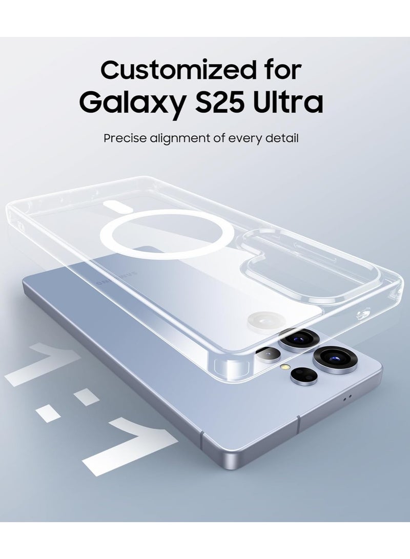 جراب شفاف لهاتف Samsung Galaxy S25 Ultra متوافق مع MagSafe، جراب شفاف للغاية رفيع للغاية من مادة TPU+PC الشفافة مع حلقة مغناطيسية مدمجة ومضاد للصدمات شديد التحمل (شفاف) - Image 3