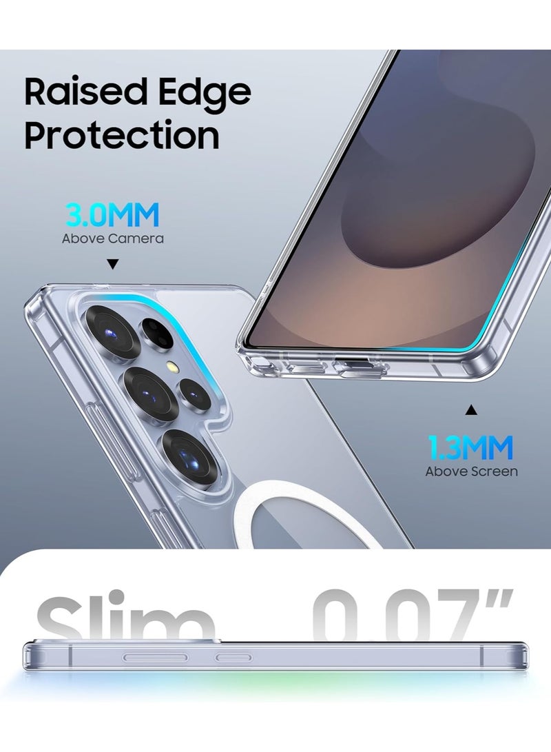 جراب شفاف لهاتف Samsung Galaxy S25 Ultra متوافق مع MagSafe، جراب شفاف للغاية رفيع للغاية من مادة TPU+PC الشفافة مع حلقة مغناطيسية مدمجة ومضاد للصدمات شديد التحمل (شفاف) - Image 4