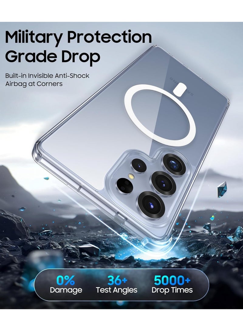 جراب شفاف لهاتف Samsung Galaxy S25 Ultra متوافق مع MagSafe، جراب شفاف للغاية رفيع للغاية من مادة TPU+PC الشفافة مع حلقة مغناطيسية مدمجة ومضاد للصدمات شديد التحمل (شفاف) - Image 5