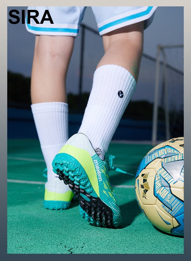 SIRA Kids' Soccer Shoes – Lightweight Indoor/Outdoor Football Cleats with Anti-Slip Studs, Breathable Mesh & Soft Cushion for Training & Matches (Green) - Image 4