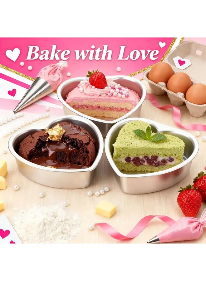 Non Stick 5 Pieces Heart Shaped Cake Pans 4 Inch Baking Molds - Image 5