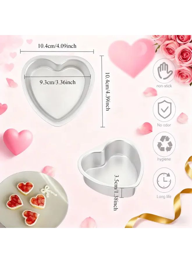 Non Stick 5 Pieces Heart Shaped Cake Pans 4 Inch Baking Molds - Image 3