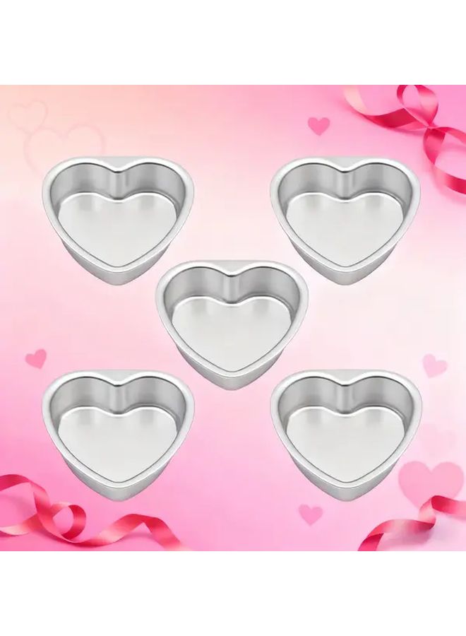 Non Stick 5 Pieces Heart Shaped Cake Pans 4 Inch Baking Molds - Image 1