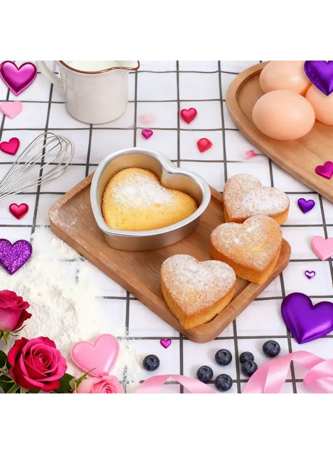 Non Stick 5 Pieces Heart Shaped Cake Pans 4 Inch Baking Molds - Image 4