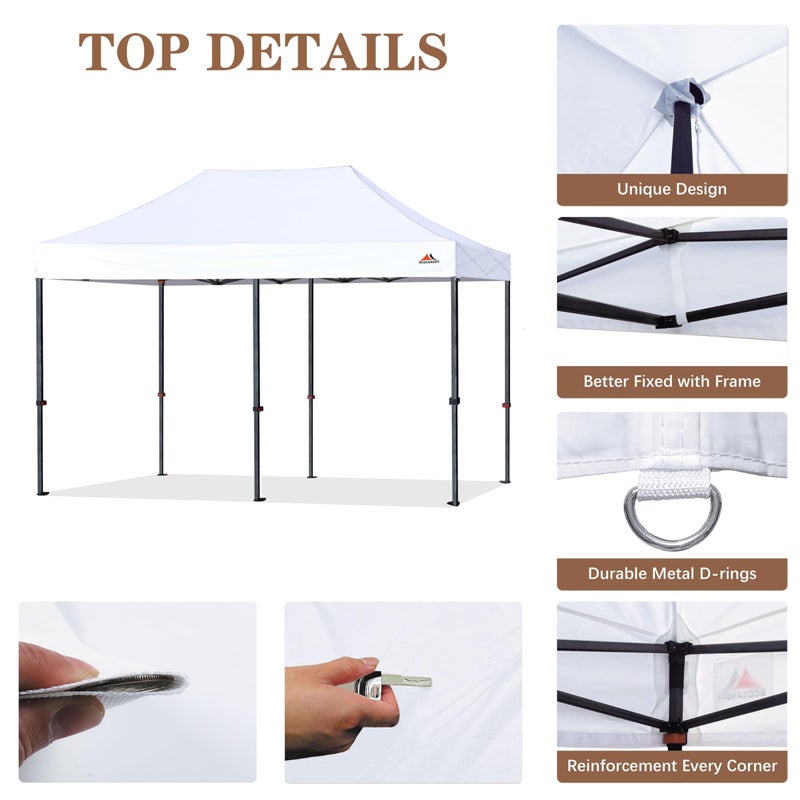 SCOCANOPY Commercial 10x20 Canopy Replacement Canopy Top,Canopy Cover ONLY,Bonus 4 Pack Weight Bag (White) - Image 4