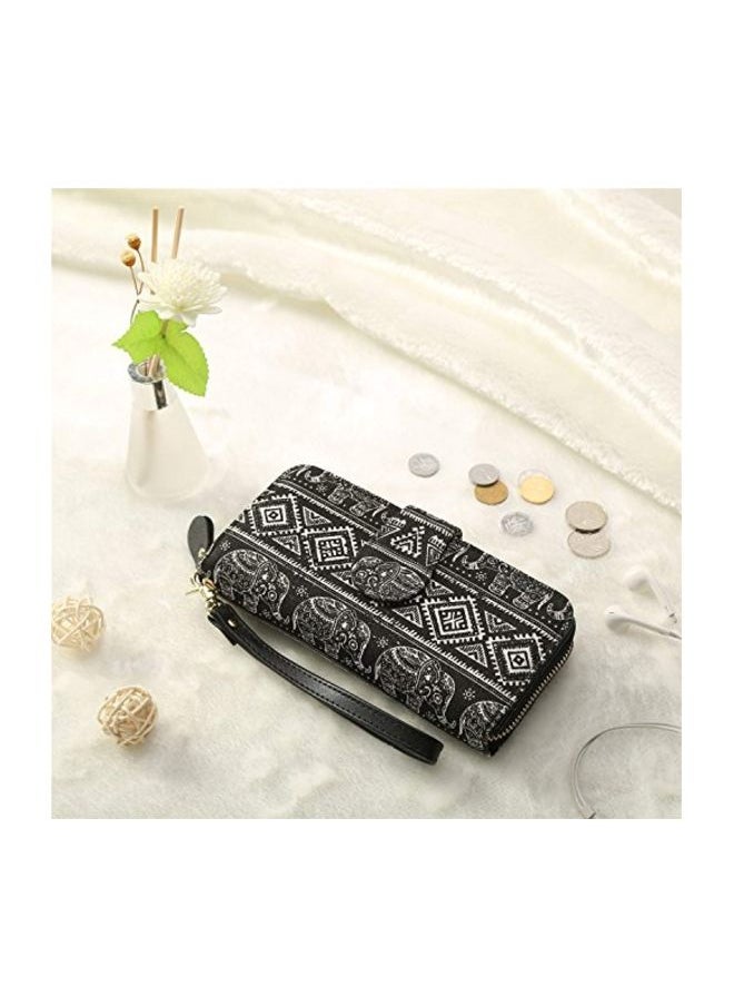 Elephant Pattern Bohemian Wallet Black/White