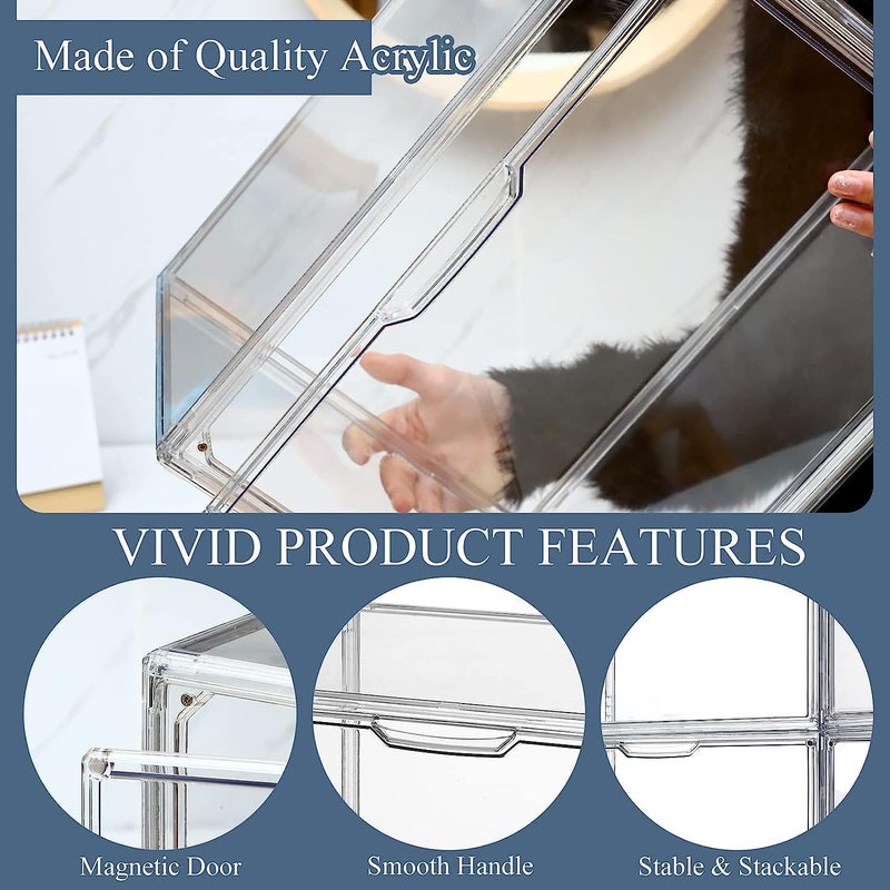 RELEMTRA RELEMTRA Display Case Clear Plastic Magnetic Drop Front Storage Box Luxury Stackable Display Showcase for Handbag Toys Cosmetic Shoe Book Pack of 2  - Image 2