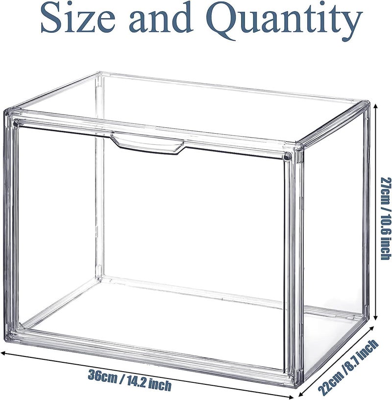 RELEMTRA RELEMTRA Display Case Clear Plastic Magnetic Drop Front Storage Box Luxury Stackable Display Showcase for Handbag Toys Cosmetic Shoe Book Pack of 2  - Image 5