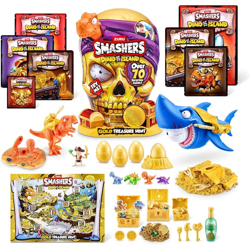 Zuru - Smashers Dino Island Gold Treasure Hunt 70 Surprises - Orange Skull - 74123 - Image 1