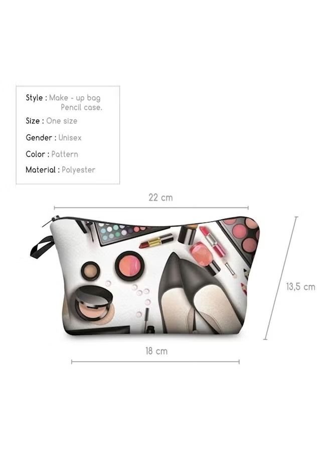 أوريتي 3D مطبوعة حقيبة ماكياج مضادة للماء أبيض/أسود/وردي - Image 2