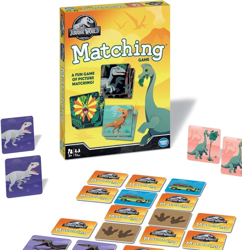 Wonder Forge Jurassic World Matching Game - Glow-in-the-Dark Dinosaur Memory Challenge for Kids Ages 3 and Up - Educational Fun for Family and Preschool Play - Image 1