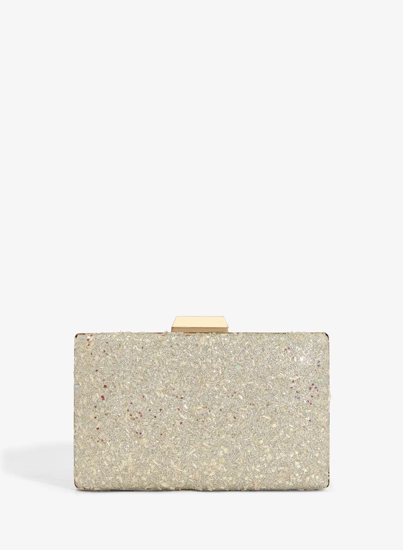 Rectangle Shaped Embellished Sparkle Clutch