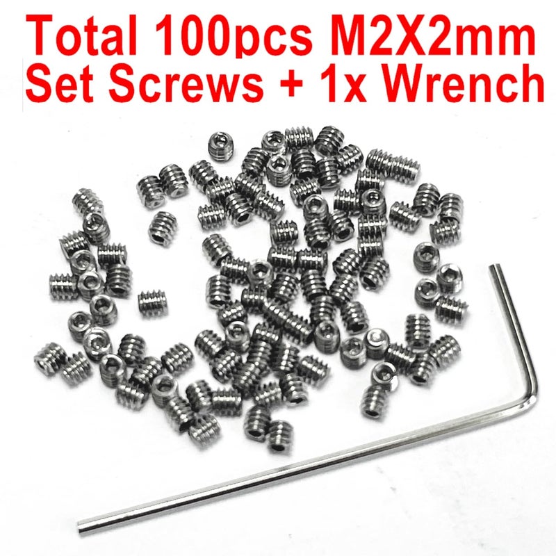 ZDingTech 100pcs M2 X 2mm 304 Set Screws Stainless Steel 2mm x 2mm Set Screws,Allen Head Hex Hexagon Socket Set Screws with 0.9mm Allen Wrench,2mm Set Screw hex Allen Head Socket Set Screws. - Image 2
