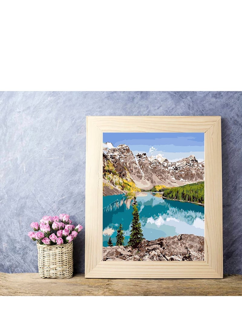 SOLARAE Paint by Numbers for Adults Beginner Snow Mountain Lake Landscape DIY Canvas Acrylic Painting Number Kits with Brushes and Acrylic Pigment Mountain Lake - Image 4