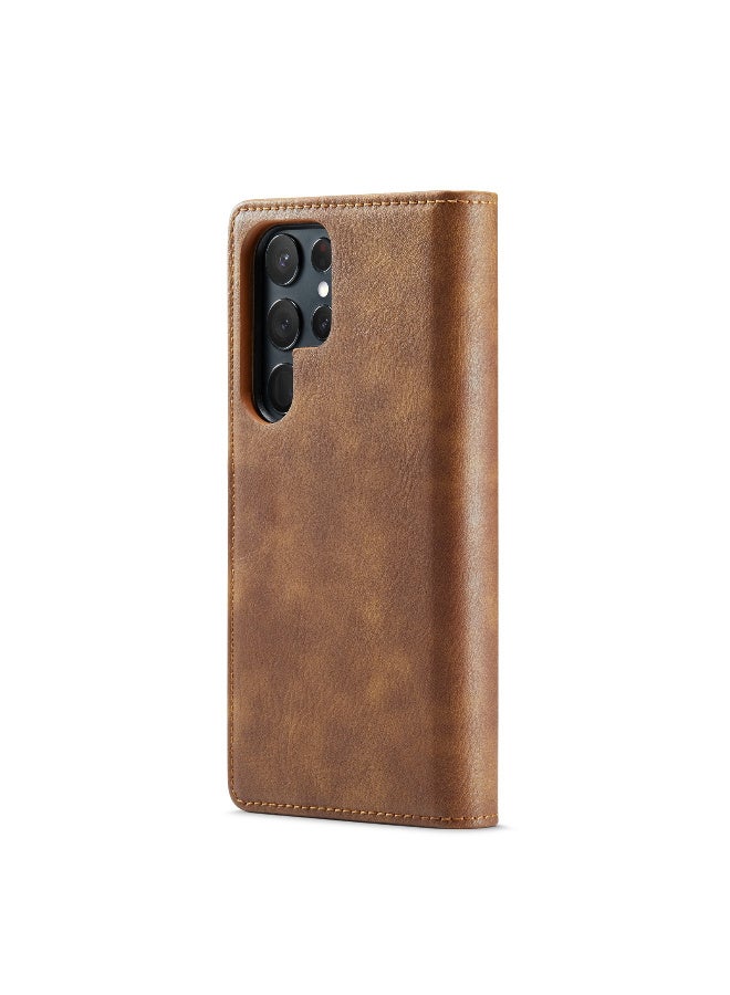 DGMING CaseMe Samsung Galaxy S23 Ultra 5G DG.MING Crazy Horse Texture Detachable Magnetic Leather Case - Brown - Image 4