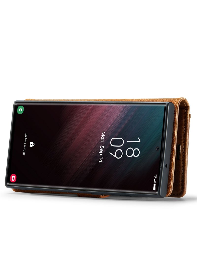 DGMING CaseMe Samsung Galaxy S23 Ultra 5G DG.MING Crazy Horse Texture Detachable Magnetic Leather Case - Brown - Image 5