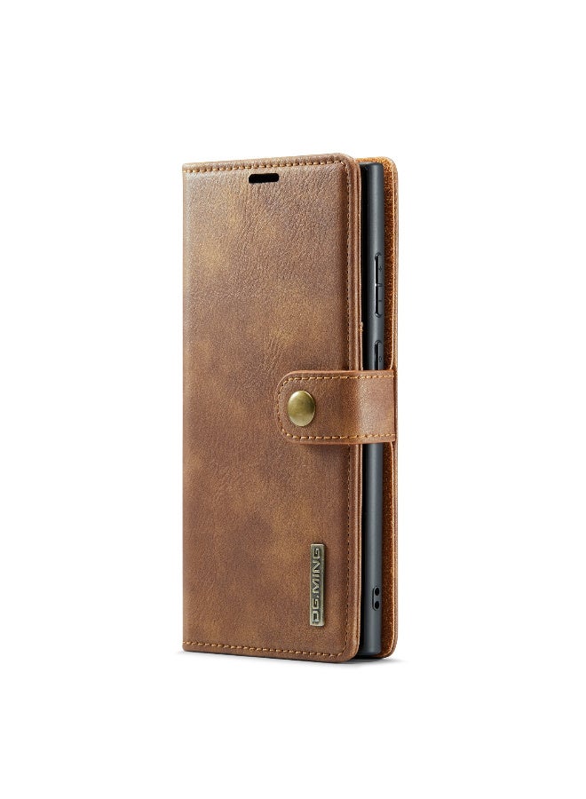 DGMING CaseMe Samsung Galaxy S23 Ultra 5G DG.MING Crazy Horse Texture Detachable Magnetic Leather Case - Brown - Image 3