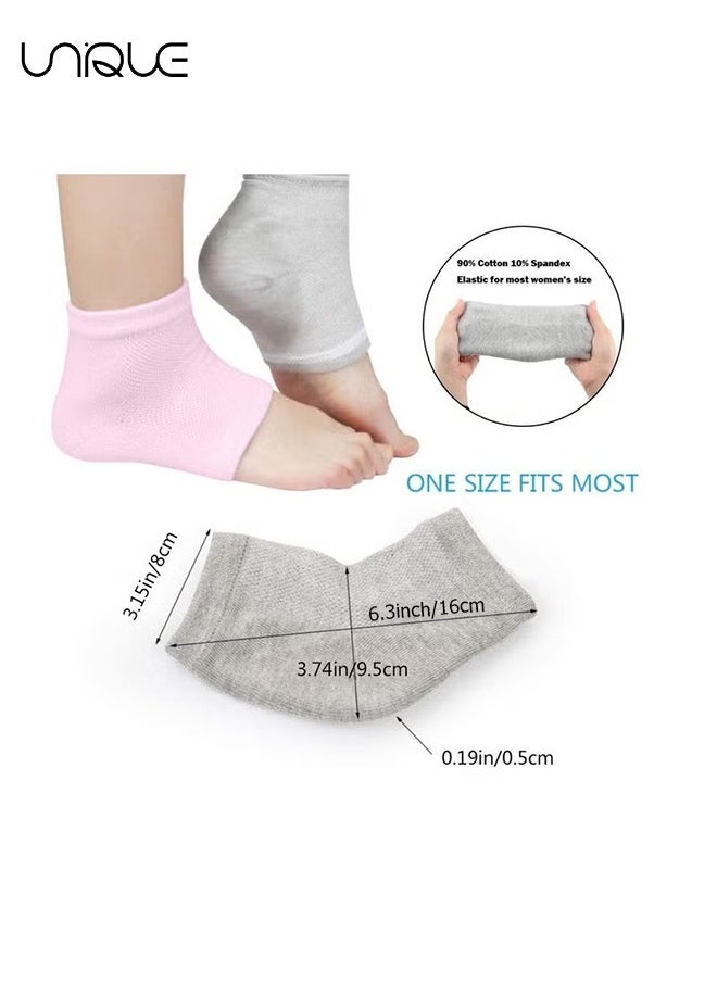 Unique 3 Pairs Vented Moisturizing Gel Heel Socks,Toeless Spa Sock for Foot Care Treatment, Cracked Heels, Dry Feet, Foot Calluses (Gray, Green, Pink)  - Image 2