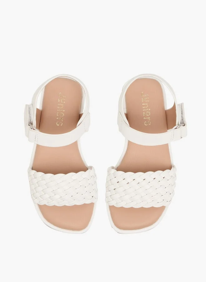 جونيورز صنادل بناتي بنسيج مزخرف وإغلاق بشريط لاصق