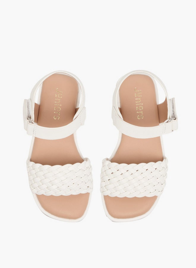 جونيورز صنادل بناتي بنسيج مزخرف وإغلاق بشريط لاصق - Image 2