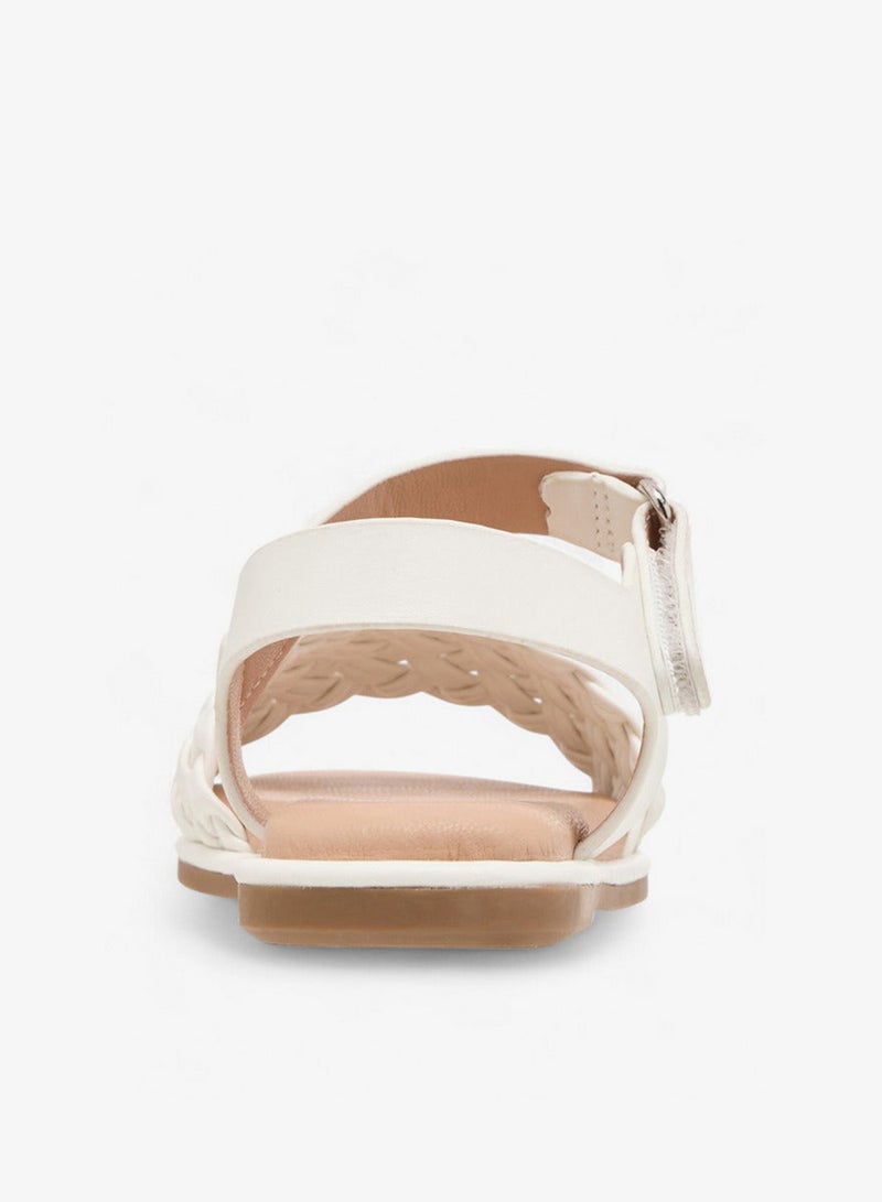 JUNIORS Girls Weave Detail Sandals with Hook and Loop Closure - Image 4