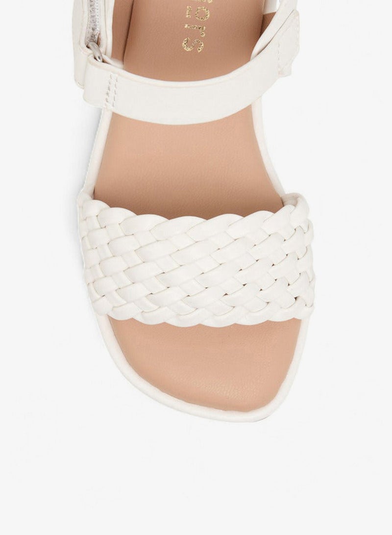 JUNIORS Girls Weave Detail Sandals with Hook and Loop Closure - Image 3