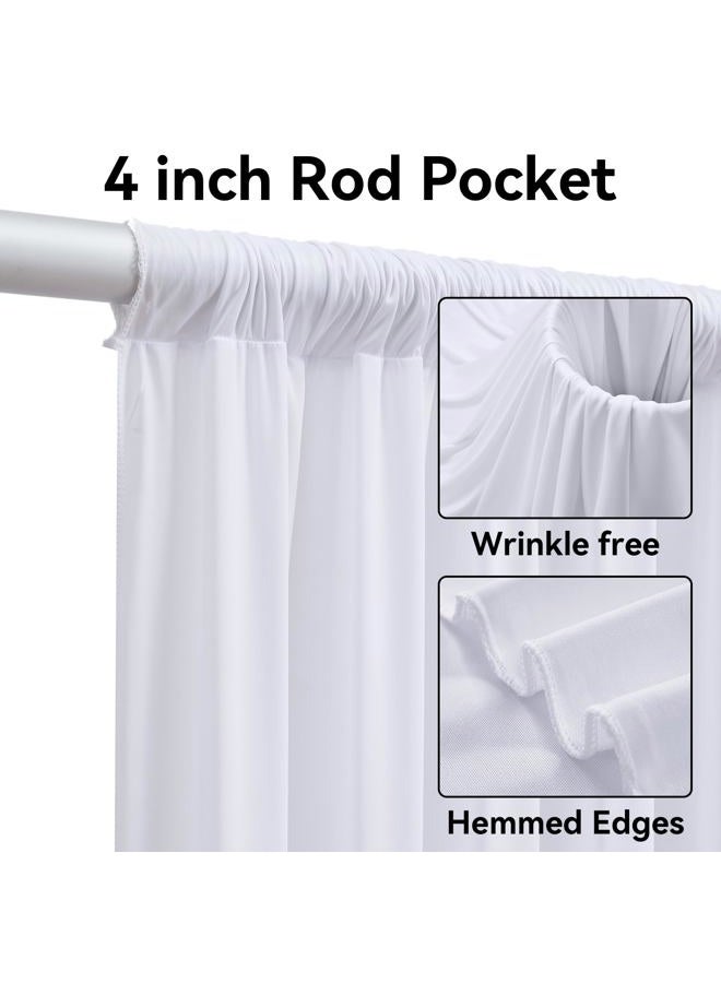 Htper 10 Panels 5x12ft White Backdrop Curtains for Parties, Wrinkle Free Polyester Photo Backdrop Drapes for Weddings Birthday Baby Shower Party Stage Photography Background, 50ft(W) x 12ft(H) - Image 2