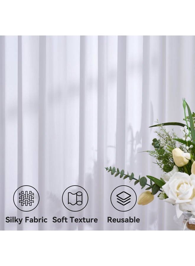 Htper 10 Panels 5x12ft White Backdrop Curtains for Parties, Wrinkle Free Polyester Photo Backdrop Drapes for Weddings Birthday Baby Shower Party Stage Photography Background, 50ft(W) x 12ft(H) - Image 5