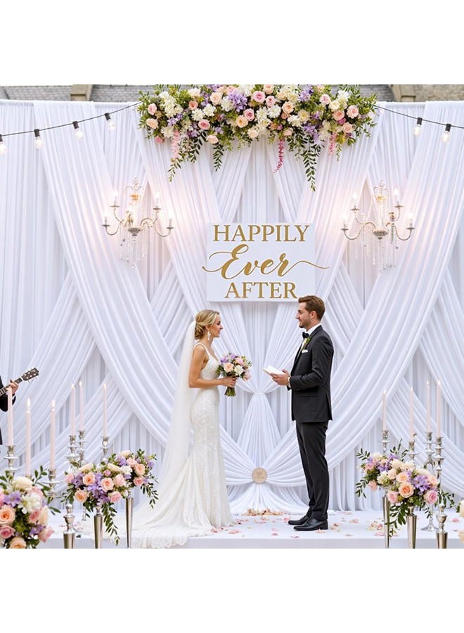 Htper 10 Panels 5x12ft White Backdrop Curtains for Parties, Wrinkle Free Polyester Photo Backdrop Drapes for Weddings Birthday Baby Shower Party Stage Photography Background, 50ft(W) x 12ft(H) - Image 4