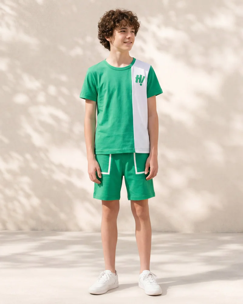 Redtag Boys Green T-shirt And Short Set