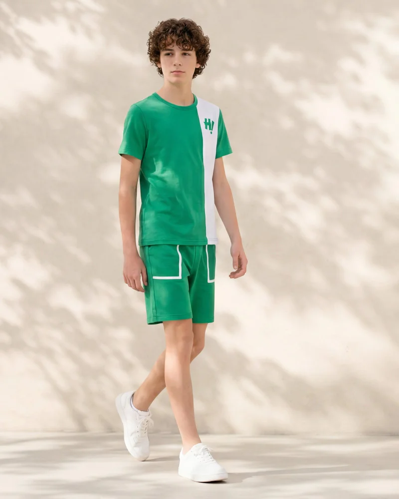 Redtag Boys Green T-shirt And Short Set