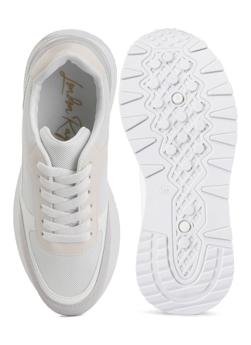 London Rag The Non-Ordinary Lace Up Sneakers in White  - Image 4