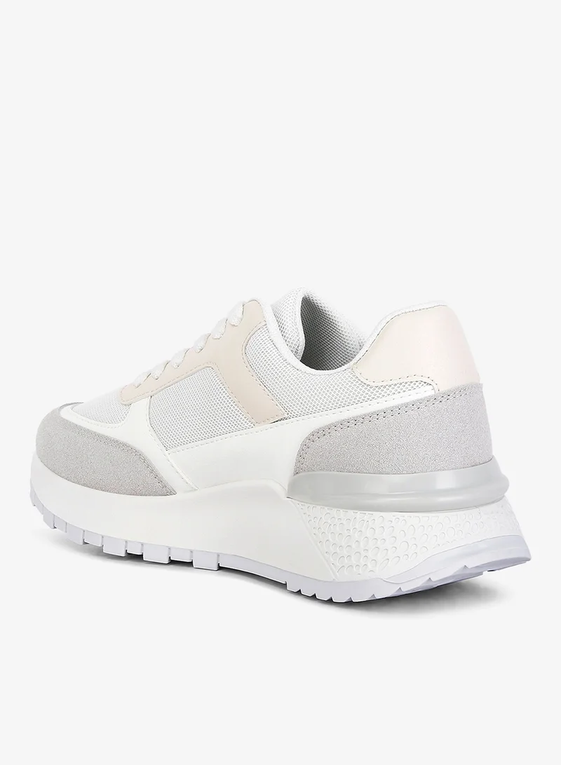 London Rag White and Grey The Non-Ordinary Lace Up Sneakers in White and Grey for Women | Best Price UAE