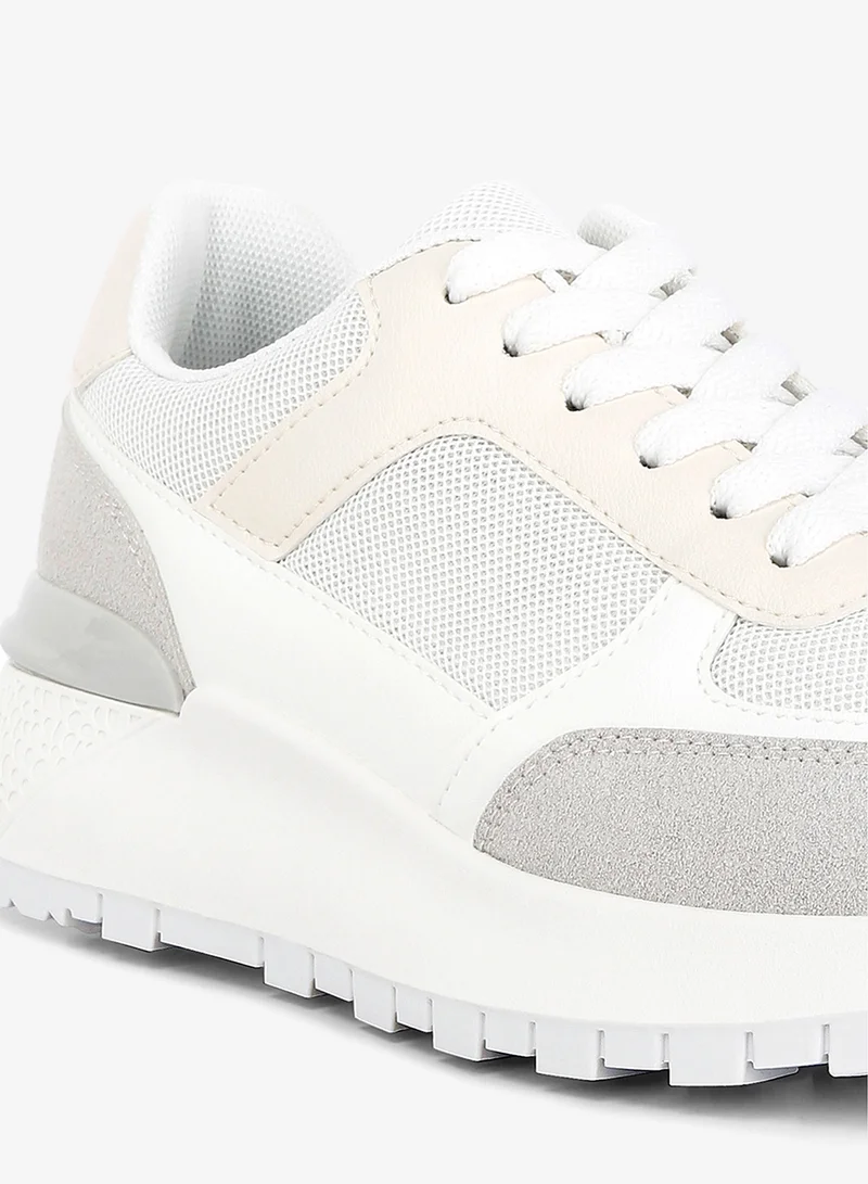 London Rag White and Grey The Non-Ordinary Lace Up Sneakers in White and Grey for Women | Best Price UAE
