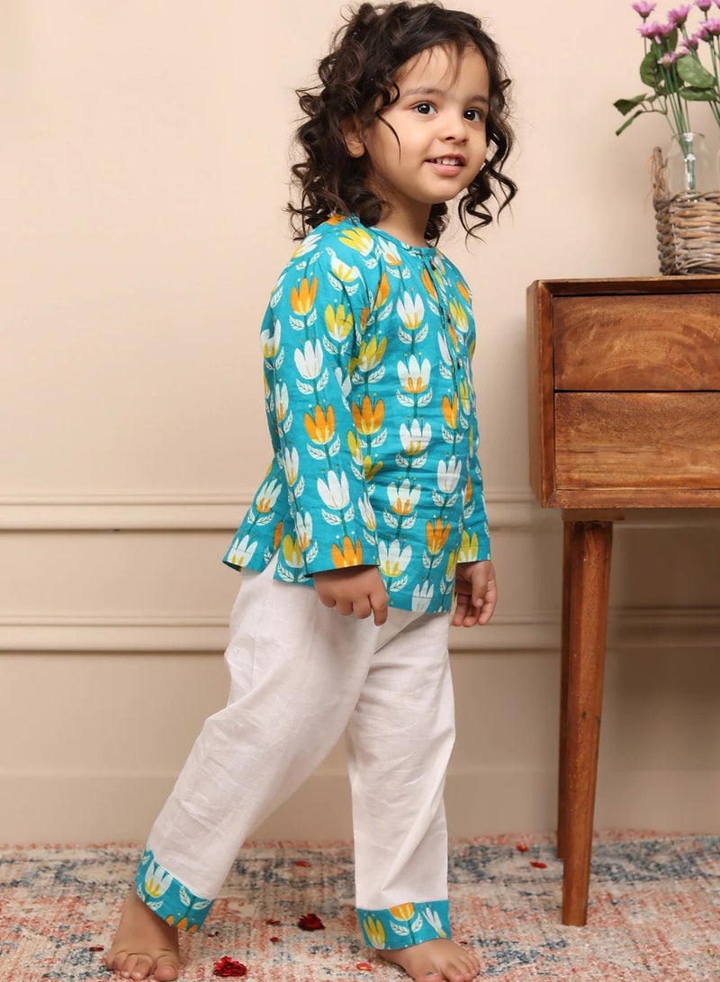 بولكاتوتس بيجامة كورتا لوتس بأكمام كاملة من Polka Tots - بيضاء  - Image 1